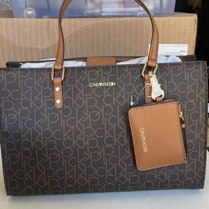 Beautiful brown and gold Calvin Klein bag with small wallet